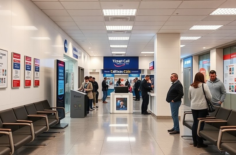 Ticket dispenser in the service hall